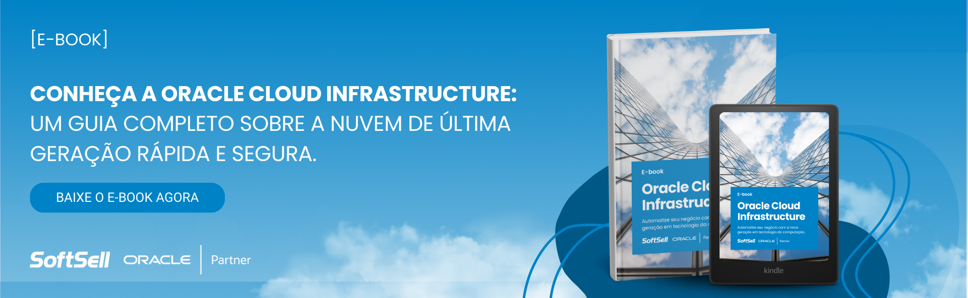 Banner de divulgação do e-book de Oracle Cloud Infrastructure para projetos de nuvem SoftSell.